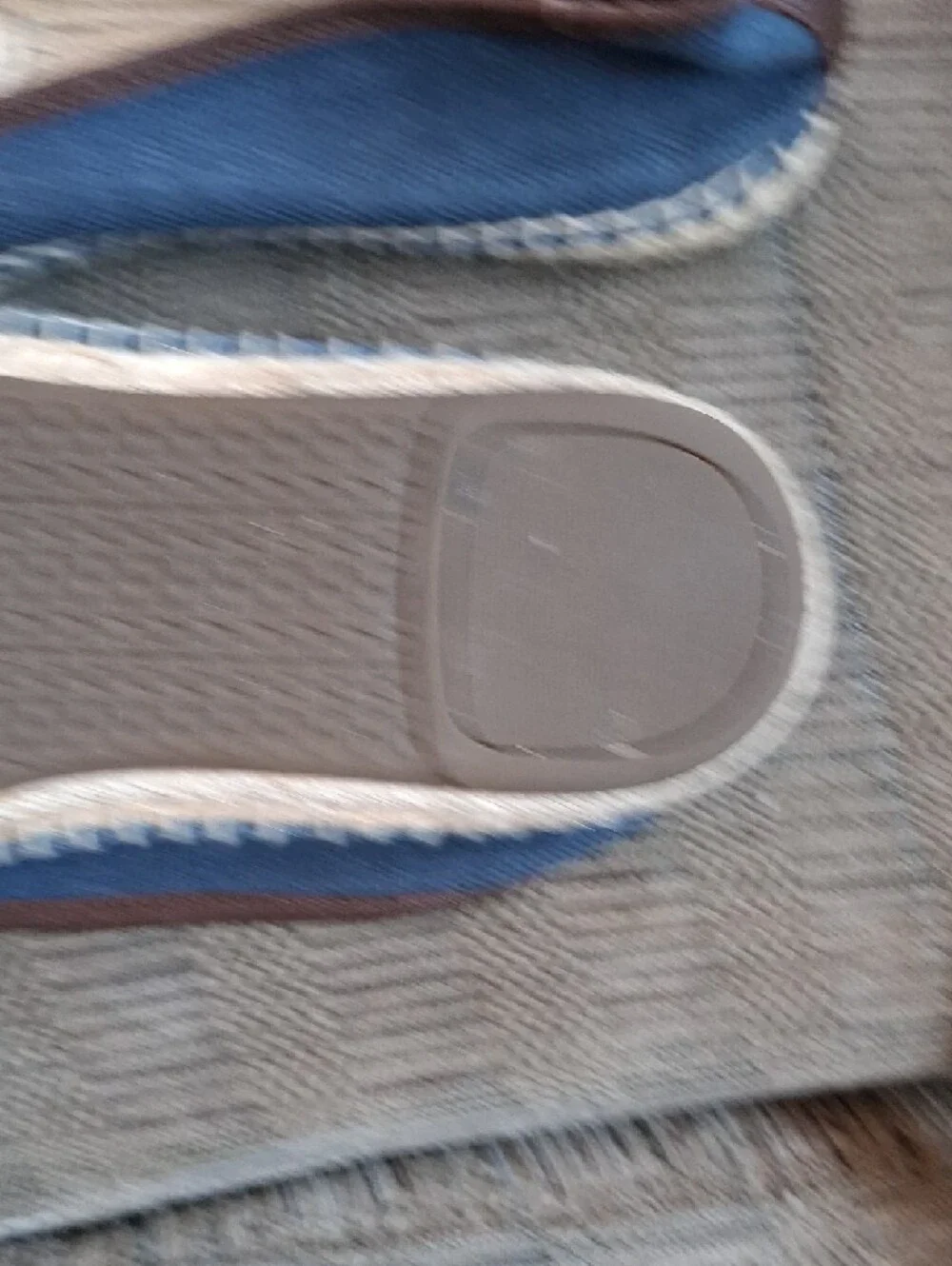 Michael Kors Navy Canvas Espadrille Flats with Brown Trim